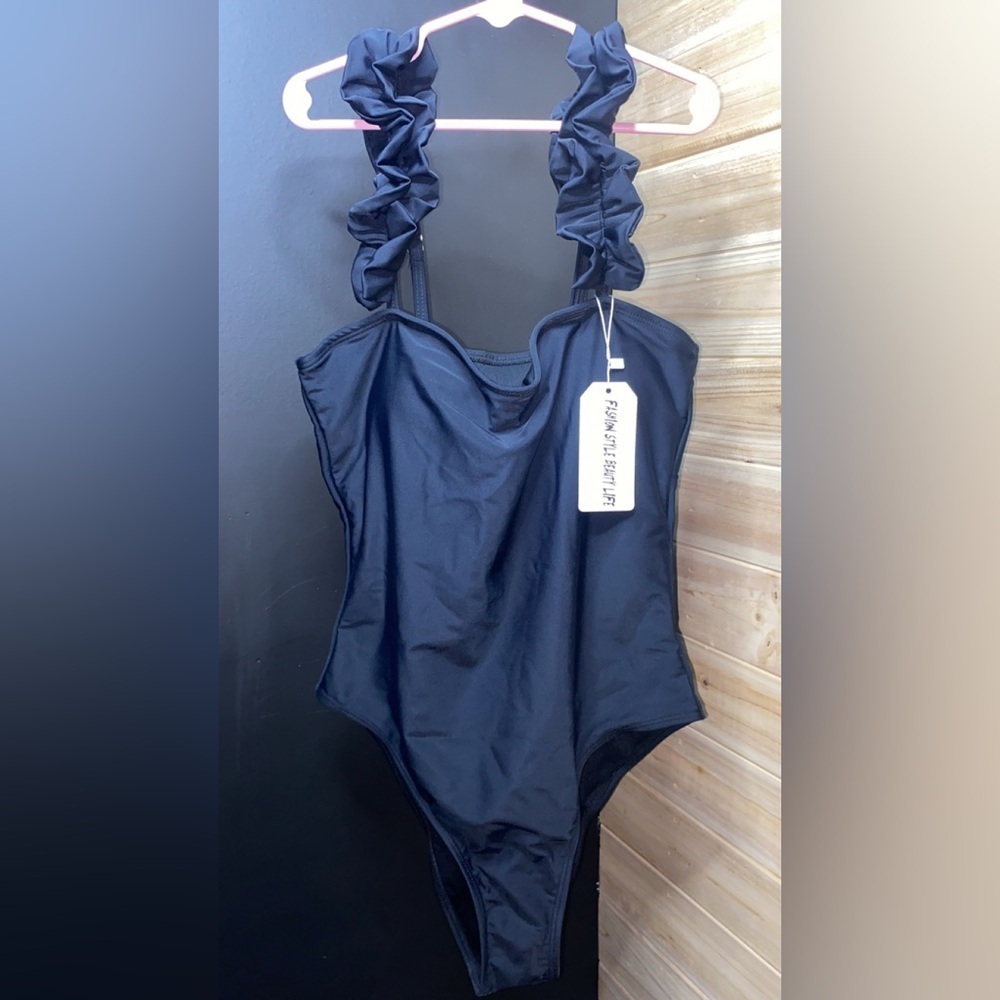 SPORLIKE Women’s New With Tag Size Small One Piece Black Swimsuit Sheer Romantic